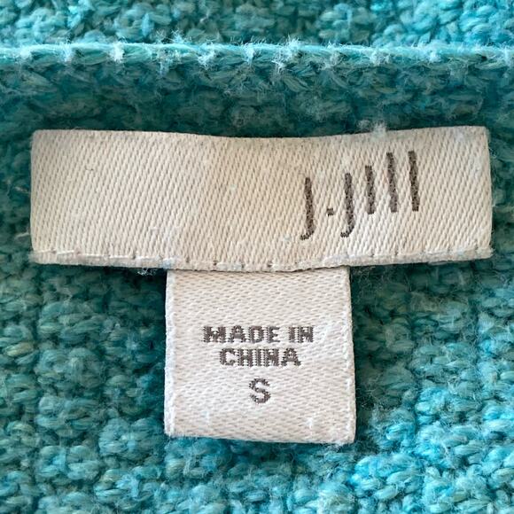 J. Jill Turquoise Blue Textured Knit Pullover Long Sleeve Top SM Oversized Basic - Picture 7 of 8